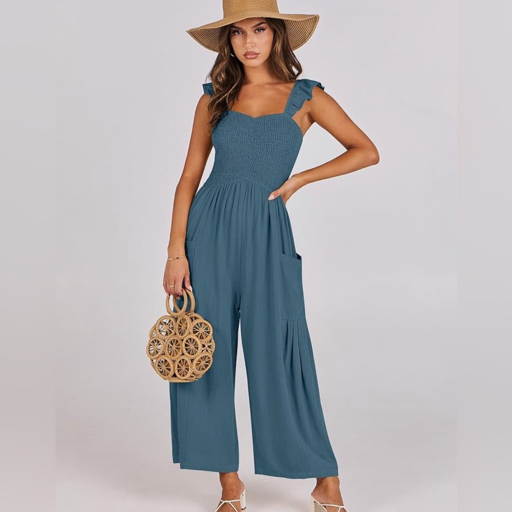 Wide leg linen jumpsuit